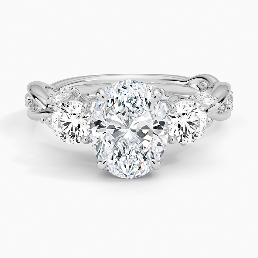Secret Garden Three Stone Diamond Ring (3/4 ct. tw.) - Oval Center Stone