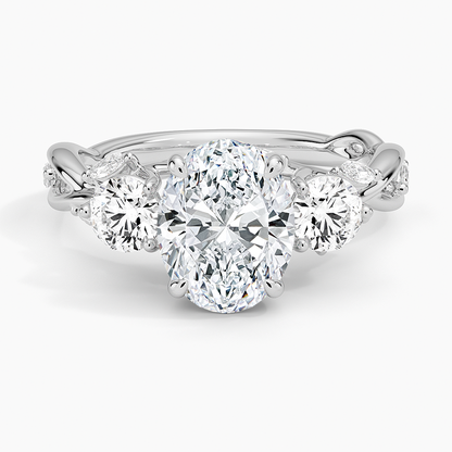 Secret Garden Three Stone Diamond Ring (3/4 ct. tw.) - Oval Center Stone