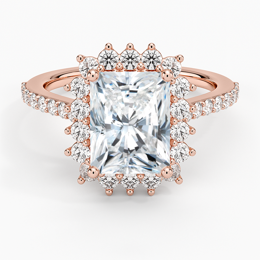 Luxe Sunburst Halo Diamond Ring (1/2 ct. tw.) - Radiant Cut Center Stone