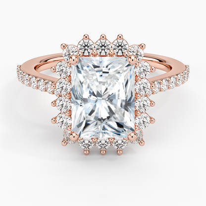 Luxe Sunburst Halo Diamond Ring (1/2 ct. tw.) - Radiant Cut Center Stone