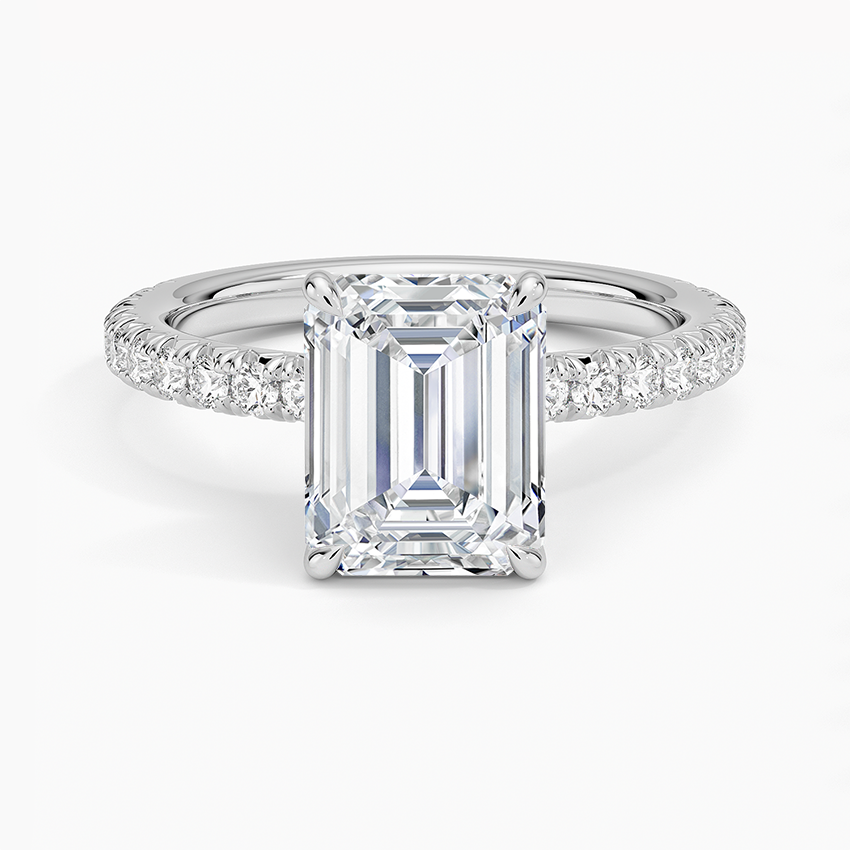 Amelie Three-Quarter Coverage Diamond Ring - Emerald Cut Center Stone