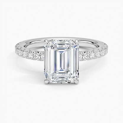Amelie Three-Quarter Coverage Diamond Ring - Emerald Cut Center Stone