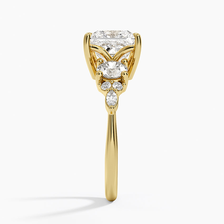 Luxe Nadia Three Stone Diamond Ring - Princess Cut Center Stone
