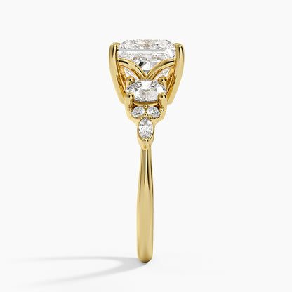 Luxe Nadia Three Stone Diamond Ring - Princess Cut Center Stone
