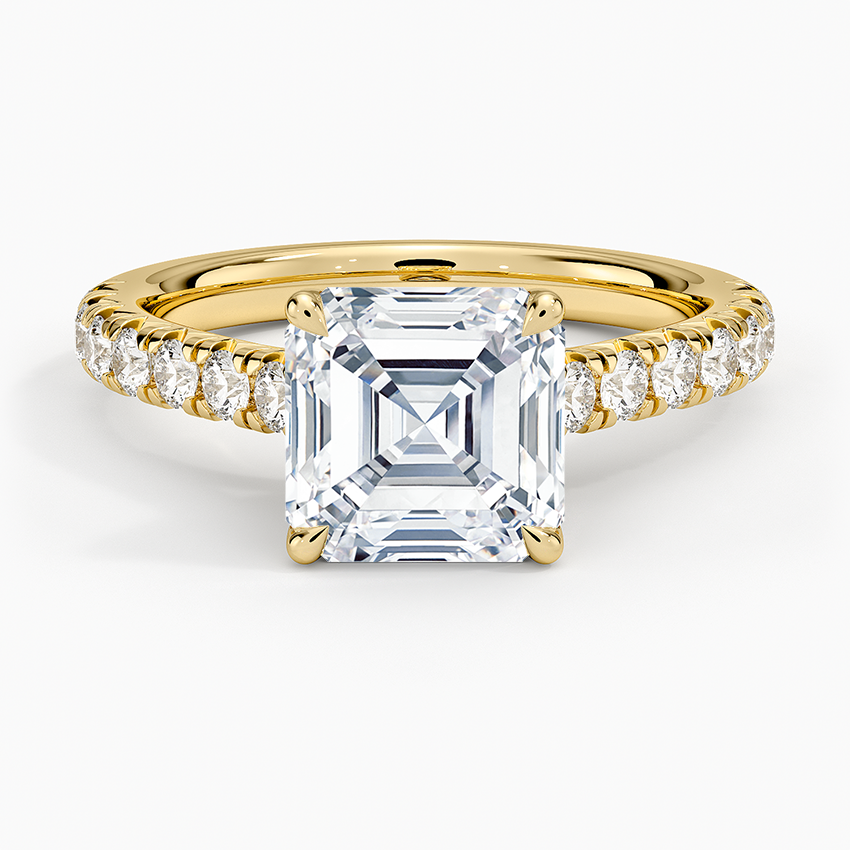 Sienna Half Coverage Diamond Ring - Asscher Cut Center Stone