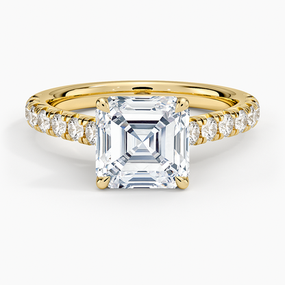 Sienna Half Coverage Diamond Ring - Asscher Cut Center Stone