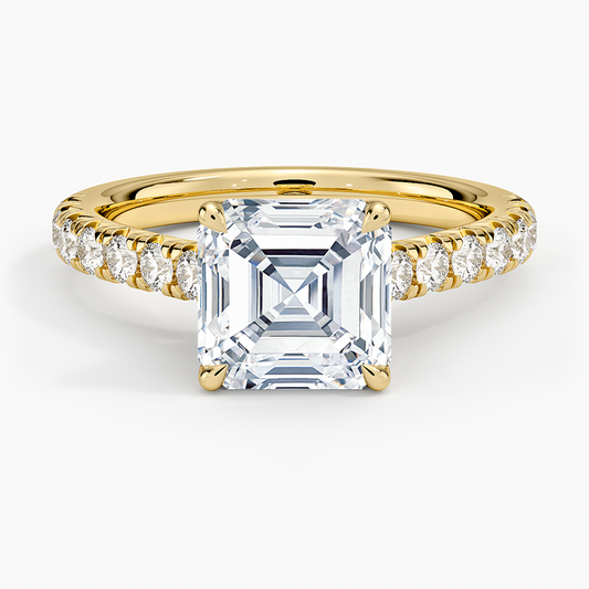 Sienna Half Coverage Diamond Ring - Asscher Cut Center Stone