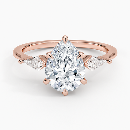 Luxe Cometa Three Stone Diamond Ring (1/3 ct. tw.) - Pear Center Stone