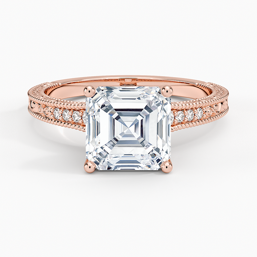 Hudson Engraved Diamond Ring - Asscher Cut Center Stone