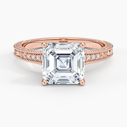 Hudson Engraved Diamond Ring - Asscher Cut Center Stone