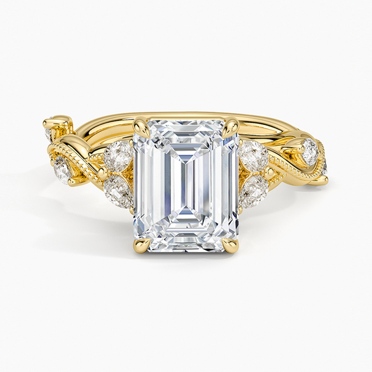 Vintage Secret Garden Diamond Ring (3/8 ct. tw.) - Emerald Cut Center Stone