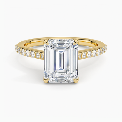 Elodie Cathedral Diamond Ring - Emerald Cut Center Stone
