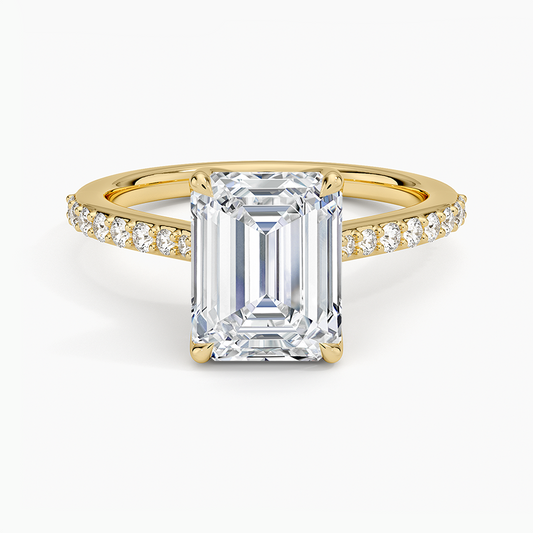 Elodie Cathedral Diamond Ring - Emerald Cut Center Stone