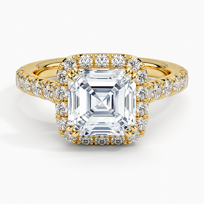 Sienna Halo Half Coverage Diamond Ring (2/3 ct. tw.) - Asscher Cut Center Stone