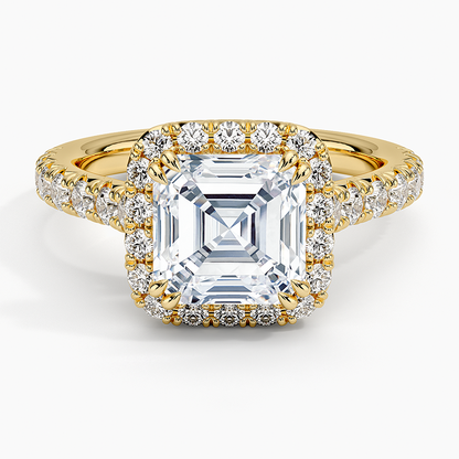 Sienna Halo Half Coverage Diamond Ring (2/3 ct. tw.) - Asscher Cut Center Stone