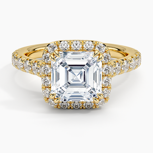 Sienna Halo Half Coverage Diamond Ring (2/3 ct. tw.) - Asscher Cut Center Stone