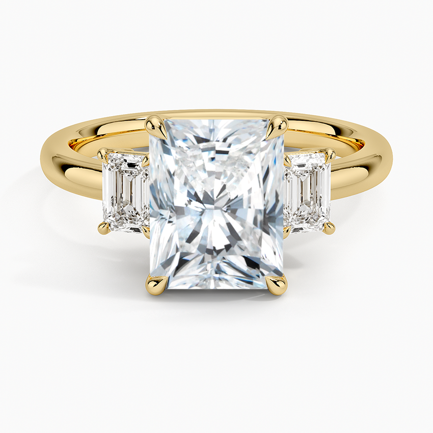 Rhiannon Emerald Cut Three Stone Diamond Ring (1/2 ct. tw.) - Radiant Cut Center Stone