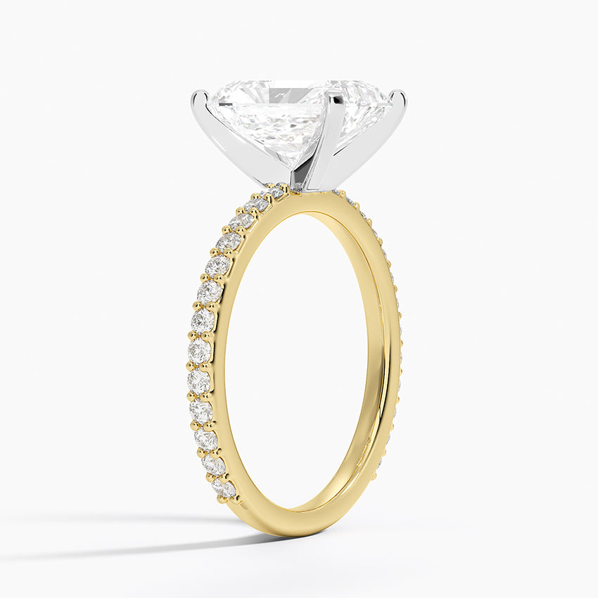 Petite Shared Prong Three-Quarter Coverage Diamond Ring (1/3 ct. tw.) - Radiant Cut Center Stone