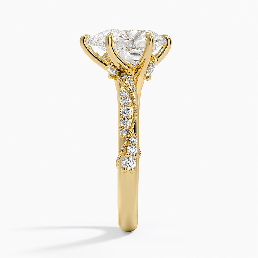 Camellia Hidden Accent 2.5mm Diamond Ring - Pear Center Stone