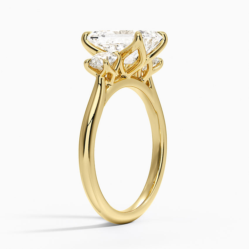 Elodie Perfect Fit Three Stone Diamond Ring (1/2 ct. tw.) - Emerald Cut Center Stone