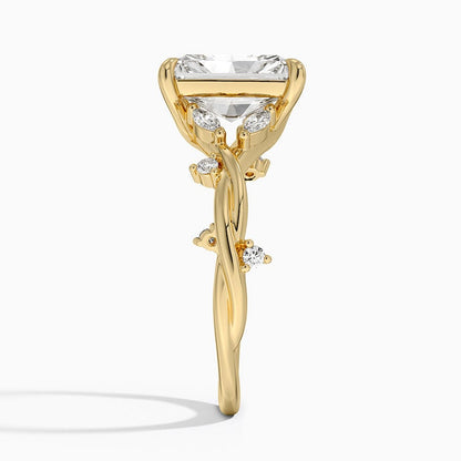 Azalea Twist Diamond Ring - Radiant Cut Center Stone