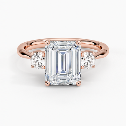 Selene Three Stone Diamond Ring (1/3 ct. tw.) - Emerald Cut Center Stone