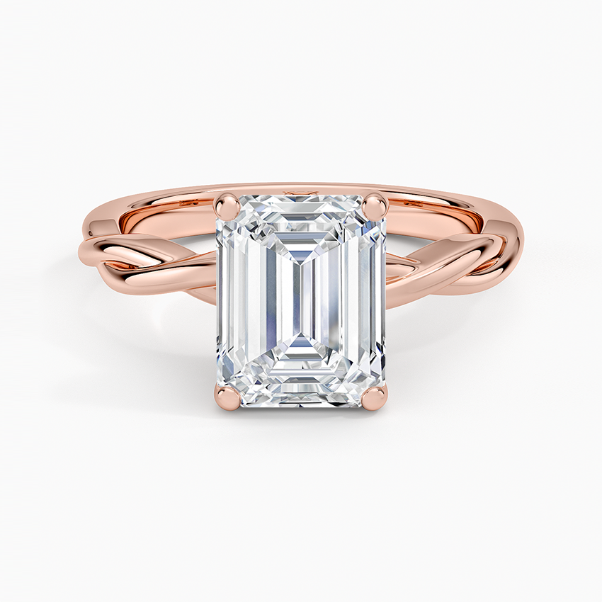 Twisted Vine Solitaire Ring - Emerald Cut Center Stone