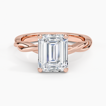 Twisted Vine Solitaire Ring - Emerald Cut Center Stone