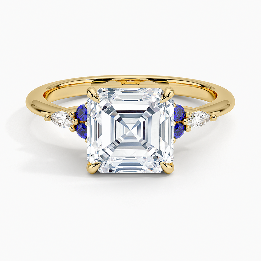 Nadia Sapphire and Diamond Ring - Asscher Cut Center Stone