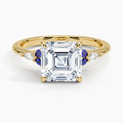 Nadia Sapphire and Diamond Ring - Asscher Cut Center Stone