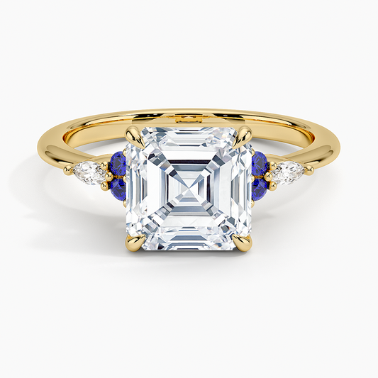 Nadia Sapphire and Diamond Ring - Asscher Cut Center Stone