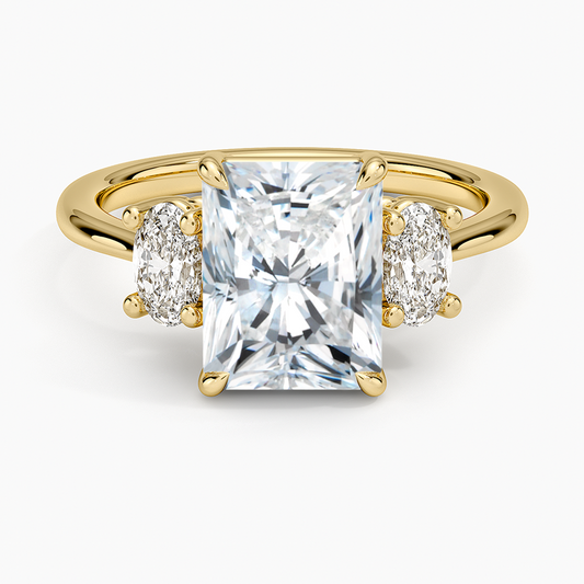 Oval-Cut Three Stone Diamond Ring (1/2 ct. tw.) - Radiant Cut Center Stone