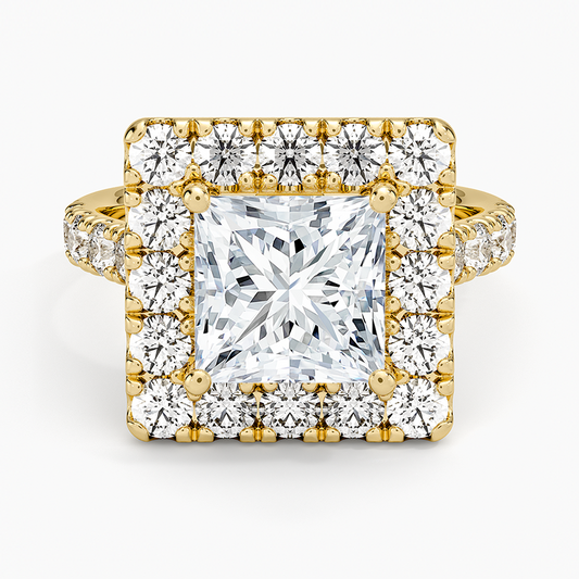 Adele Halo Diamond Ring - Princess Cut Center Stone