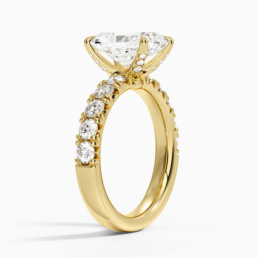 Ellora Half Coverage Diamond Ring - Radiant Cut Center Stone