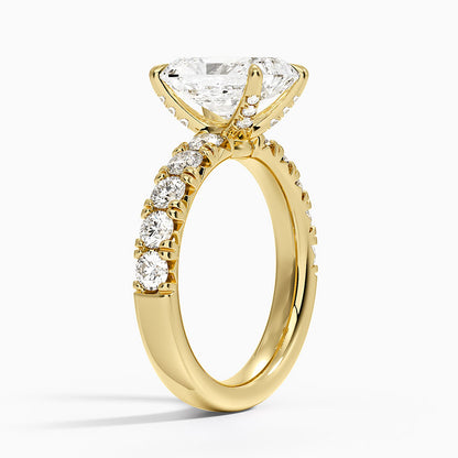 Ellora Half Coverage Diamond Ring - Radiant Cut Center Stone