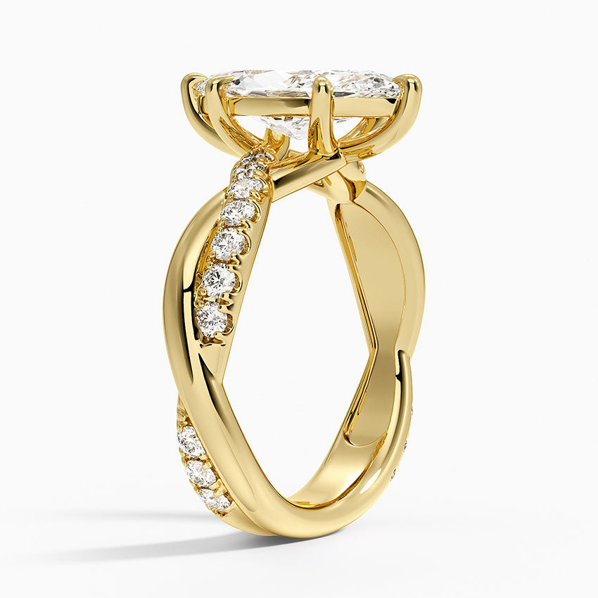 Cascade Twisted Diamond Ring - Marquise Cut Center Stone