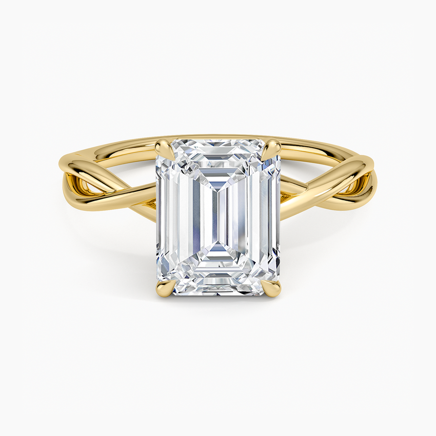 Alya Twist Solitaire Ring - Emerald Cut Center Stone