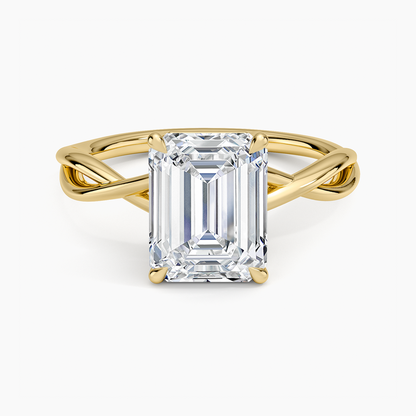 Alya Twist Solitaire Ring - Emerald Cut Center Stone
