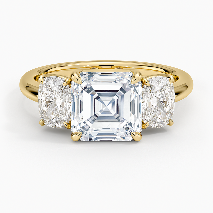 Luxe Faye Elongated Cushion Three Stone Diamond Ring (1 ct. tw.) - Asscher Cut Center Stone