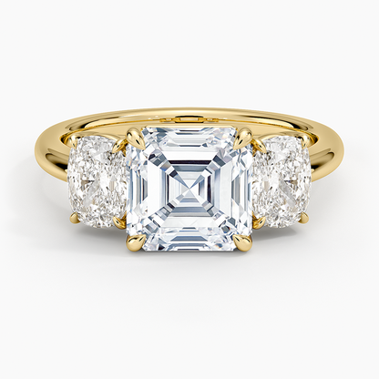 Luxe Faye Elongated Cushion Three Stone Diamond Ring (1 ct. tw.) - Asscher Cut Center Stone