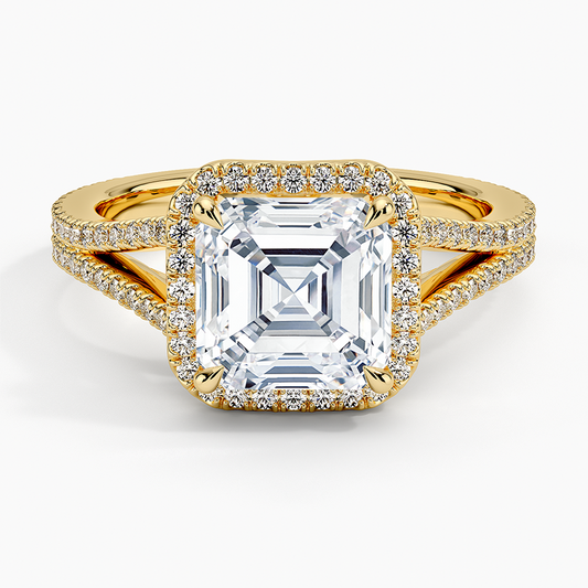 Fortuna Halo Diamond Ring (1/2 ct. tw.) - Asscher Cut Center Stone