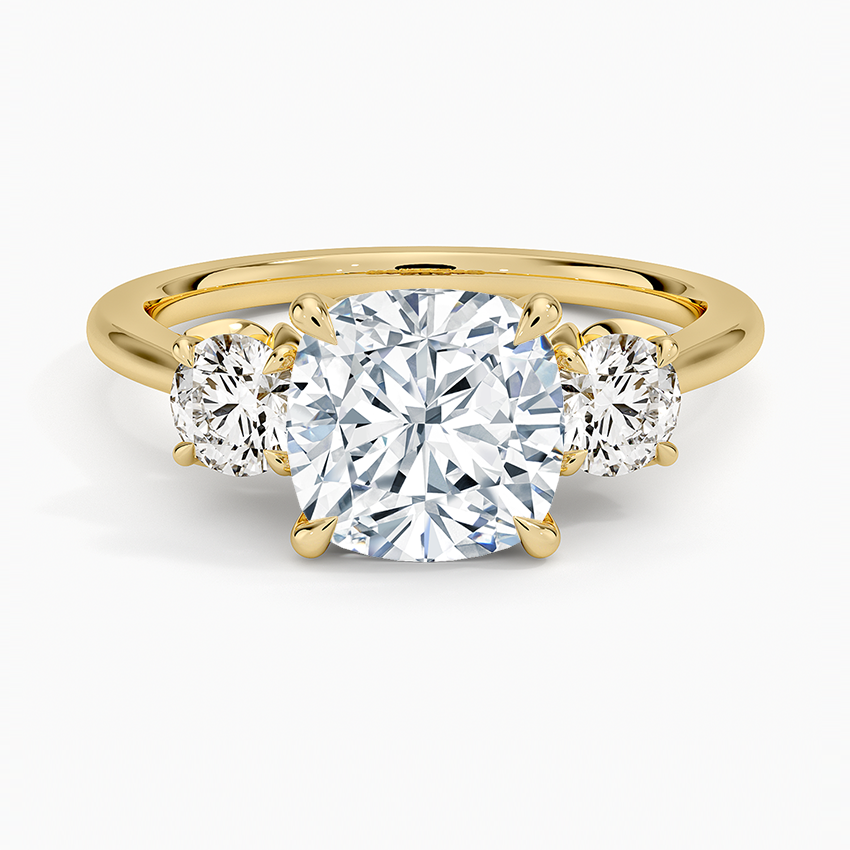 Petal Three Stone Diamond Ring (2/3 ct. tw.) - Cushion Cut Center Stone