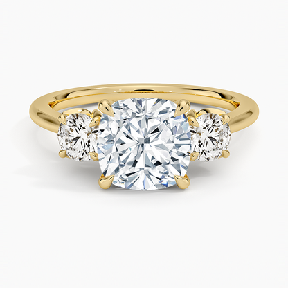 Petal Three Stone Diamond Ring (2/3 ct. tw.) - Cushion Cut Center Stone
