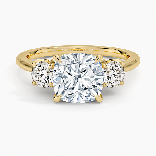 Petal Three Stone Diamond Ring (2/3 ct. tw.) - Cushion Cut Center Stone