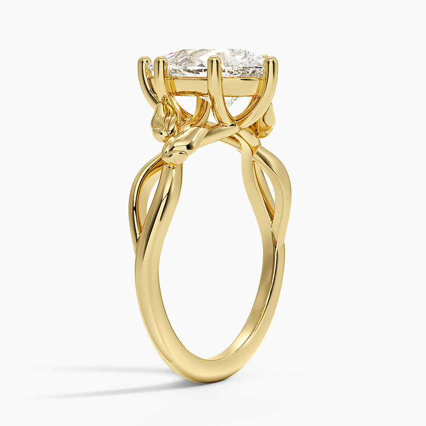 Budding Willow Solitaire Ring - Pear Center Stone