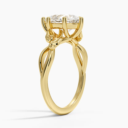 Budding Willow Solitaire Ring - Pear Center Stone