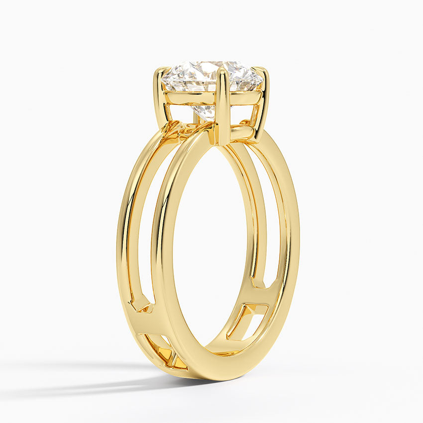 Aimee Open Double Band Solitaire Ring - Round Center Stone