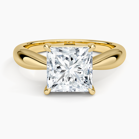 Thea Tapered Solitaire Diamond Ring - Princess Cut Center Stone
