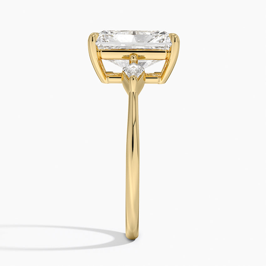 Cometa Three Stone Diamond Ring - Radiant Cut Center Stone