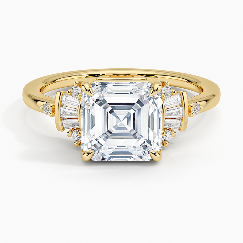 Daphne Art Deco Ring (1/8 ct. tw.) - Asscher Cut Center Stone